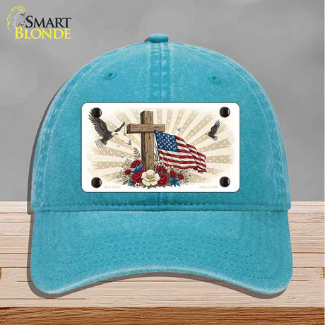 Eagle Flag and Cross Novelty License Plate Hat HAT-MLP-14510