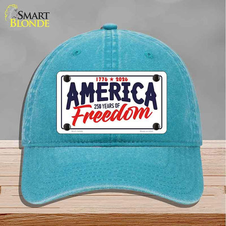 America 250 Years Novelty License Plate Hat HAT-MLP-14546 Unconstructed Cotton Lake Blue