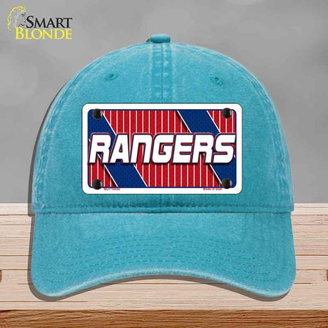 Blue cap with 'Rangers' logo on a gray background