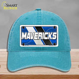 Blue cap with a 'MAVERICKS' license plate design on a gray background