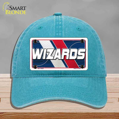 Blue cap with a 'Wizards' logo on a gray background