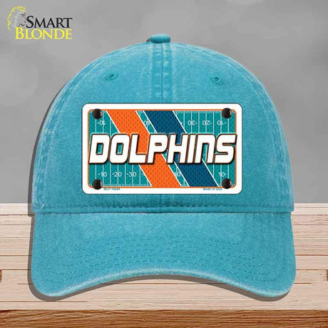 DOLPHINS Graphic Novelty License Plate Hat HAT-MLP-14644 Unconstructed Cotton Lake Blue