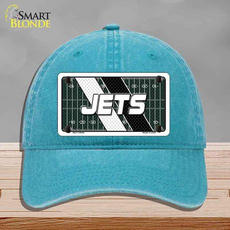JETS Graphic Novelty License Plate Hat HAT-MLP-14649 Unconstructed Cotton Lake Blue