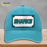 SHARKS Graphic Novelty License Plate Hat HAT-MLP-14679 Unconstructed Cotton Lake Blue