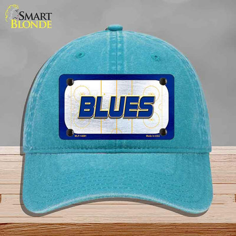 BLUES Graphic Novelty License Plate Hat HAT-MLP-14681 Unconstructed Cotton Lake Blue