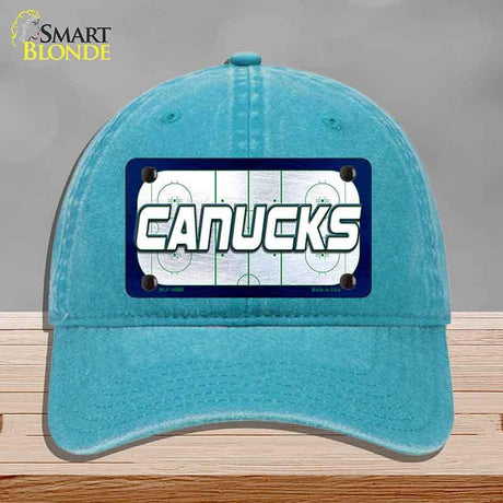 CANUCKS Graphic Novelty License Plate Hat HAT-MLP-14685 Unconstructed Cotton Lake Blue