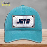 JETS Graphic Novelty License Plate Hat HAT-MLP-14688 Unconstructed Cotton Lake Blue
