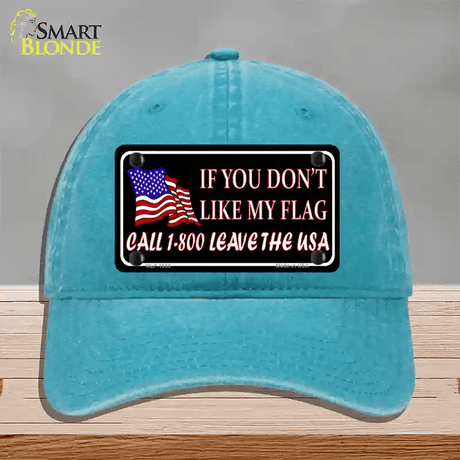 1 800 Leave The USA Novelty License Plate Hat Unconstructed Cotton / Lake Blue