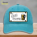 Man Cave Novelty License Plate Hat Unconstructed Cotton / Lake Blue