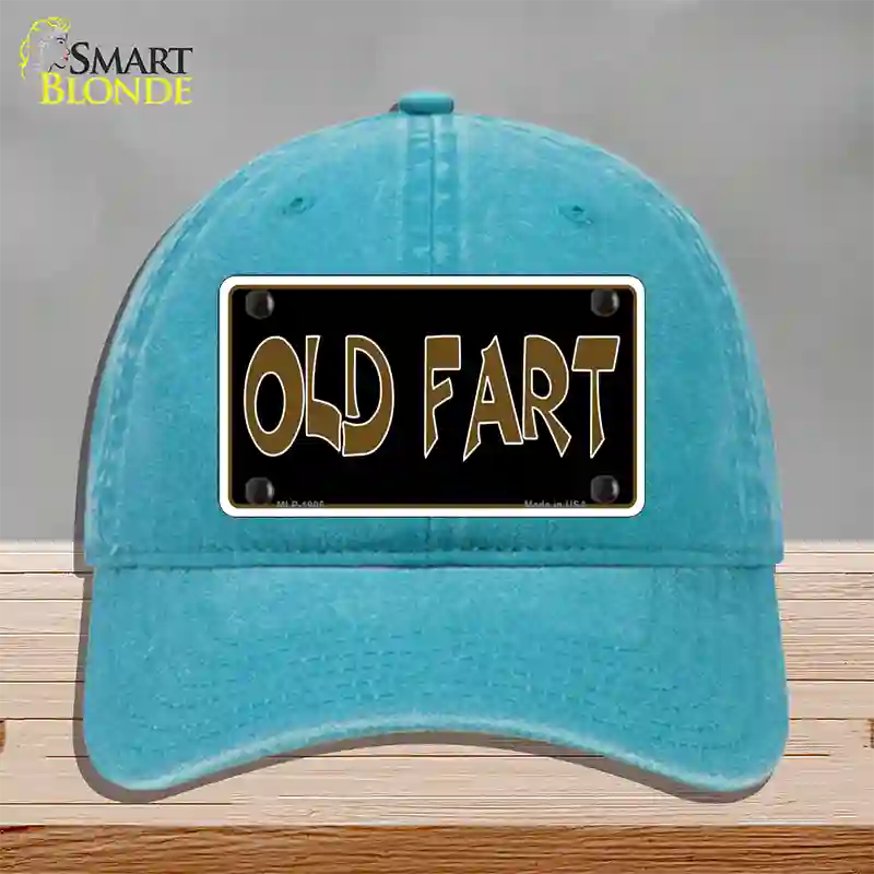 Old Fart Novelty License Plate Hat Unconstructed Cotton / Lake Blue
