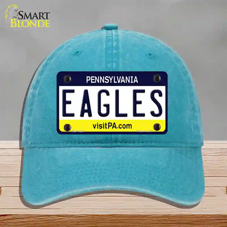 Eagles Pennsylvania State Novelty License Plate Hat Unconstructed Cotton / Lake Blue