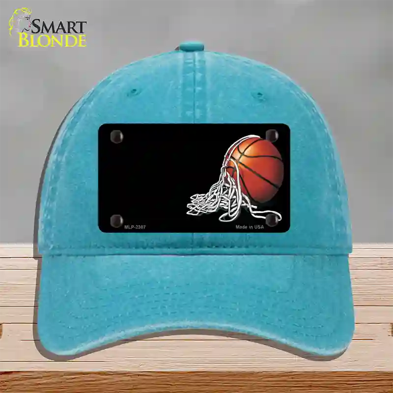 Basketball With Net Offset Novelty License Plate Hat Unconstructed Cotton / Lake Blue