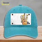 Musical Instruments Offset Novelty License Plate Hat Unconstructed Cotton / Lake Blue