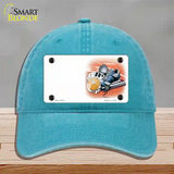 Track And Field Offset Novelty License Plate Hat Unconstructed Cotton / Lake Blue