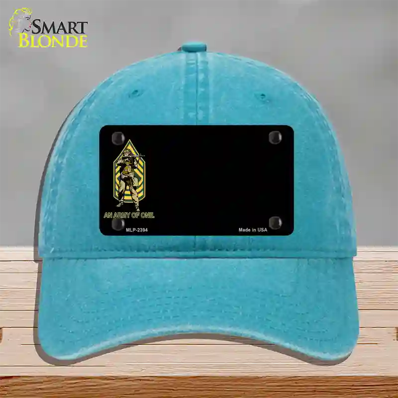 An Army of One Offset Novelty License Plate Hat Unconstructed Cotton / Lake Blue