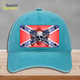 Confederate Flag Skull Novelty License Plate Hat Unconstructed Cotton / Lake Blue