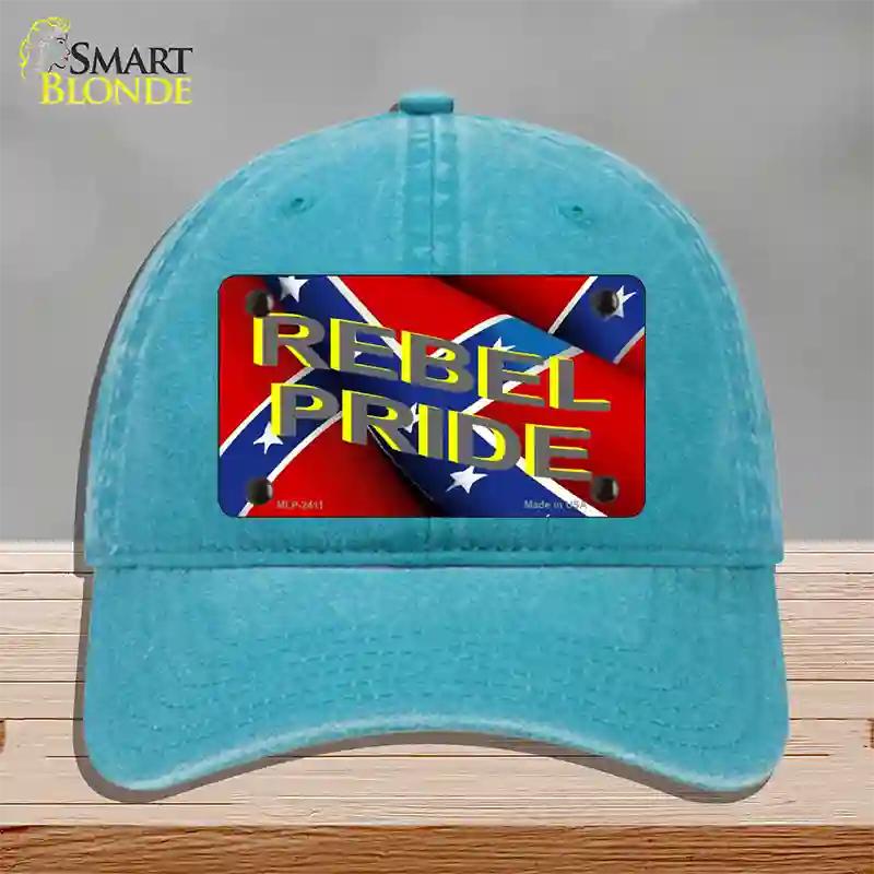Rebel Pride Novelty License Plate Hat Unconstructed Cotton / Lake Blue