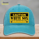 Caution White Sox Fan Novelty License Plate Hat Unconstructed Cotton / Lake Blue