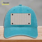 Tan White Chevron Novelty License Plate Hat Unconstructed Cotton / Lake Blue