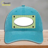 Lime Green White Chevon White Center Oval Novelty License Plate Hat Unconstructed Cotton / Lake Blue