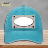 Tan White Chevon White Center Oval Novelty License Plate Hat Unconstructed Cotton / Lake Blue