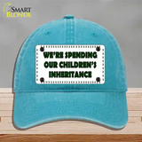 Spending Inheritance Novelty License Plate Hat Unconstructed Cotton / Lake Blue