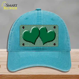 Green White Chevron Green Center Hearts Novelty License Plate Hat Unconstructed Cotton / Lake Blue