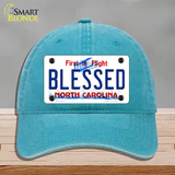 Blessed North Carolina Novelty License Plate Hat Unconstructed Cotton / Lake Blue