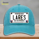 Lares Puerto Rico Novelty License Plate Hat Unconstructed Cotton / Lake Blue