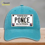 Ponce Puerto Rico Novelty License Plate Hat Unconstructed Cotton / Lake Blue