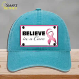 Believe In A Cure Novelty License Plate Hat Sign Unconstructed Cotton / Lake Blue