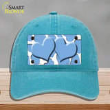 Light Blue White Giraffe Light Blue Centered Hearts Novelty License Plate Hat Unconstructed Cotton / Lake Blue