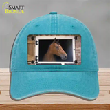 Horse In Barn Novelty License Plate Hat Unconstructed Cotton / Lake Blue