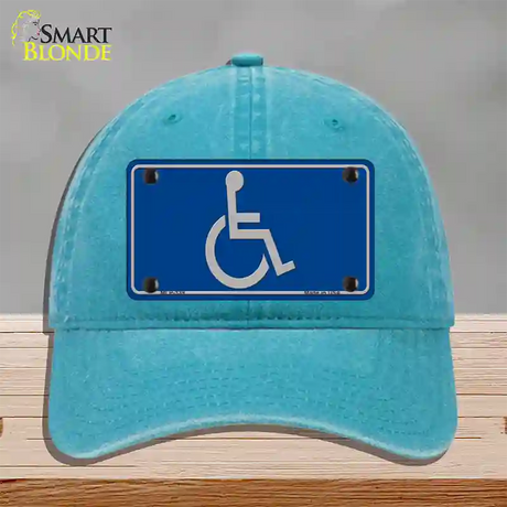 Handicap Logo Novelty License Plate Hat Unconstructed Cotton / Lake Blue