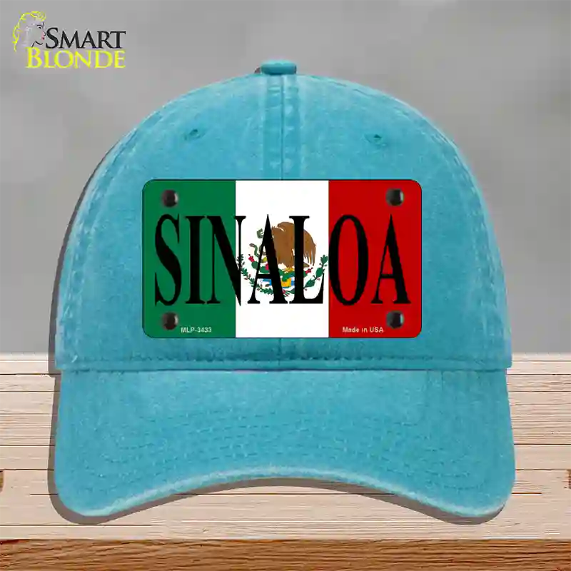 Sinaloa Novelty License Plate Hat Unconstructed Cotton / Lake Blue