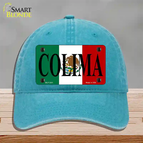 Colima Novelty License Plate Hat Unconstructed Cotton / Lake Blue