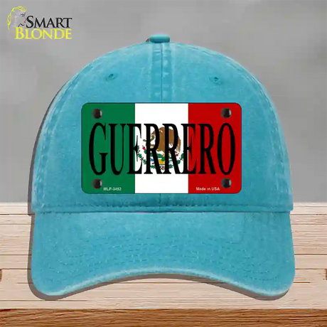 Guerrero Mexico Flag Novelty License Plate Hat Unconstructed Cotton / Lake Blue