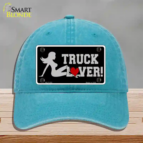 Truck Lover Girl Novelty License Plate Hat Unconstructed Cotton / Lake Blue