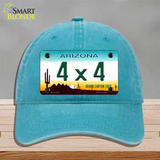 4X4 Arizona Novelty License Plate Hat Unconstructed Cotton / Lake Blue