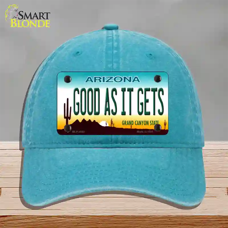 Good As It Gets Arizona Novelty License Plate Hat Unconstructed Cotton / Lake Blue