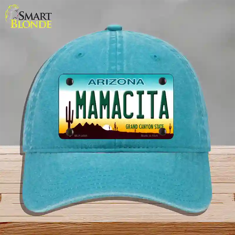Mamacita Arizona Novelty License Plate Hat Unconstructed Cotton / Lake Blue