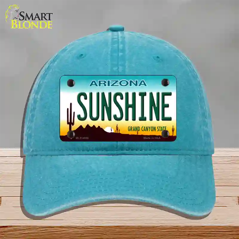 Sunshine Arizona Novelty License Plate Hat Unconstructed Cotton / Lake Blue