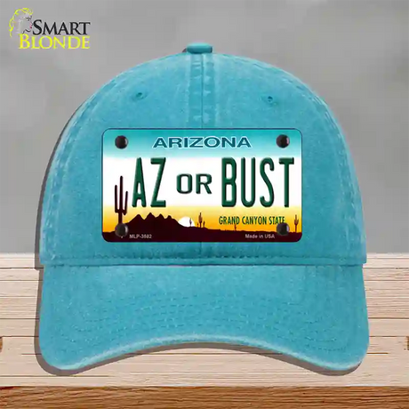 Arizona Az Or Bust Novelty License Plate Hat Unconstructed Cotton / Lake Blue
