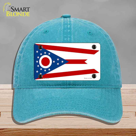 Ohio State Flag Novelty License Plate Hat Unconstructed Cotton Lake Blue