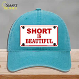Short Is Beautiful Novelty License Plate Hat Unconstructed Cotton / Lake Blue