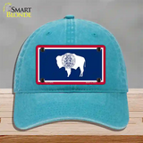 Wyoming State Flag Novelty License Plate Hat Unconstructed Cotton / Lake Blue