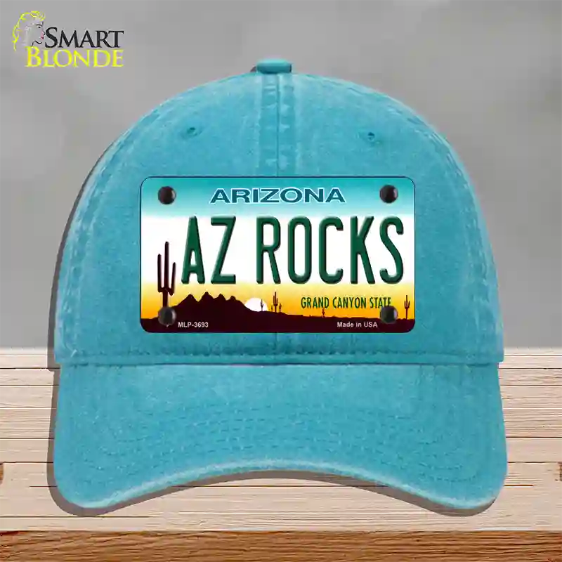 Az Rocks Novelty License Plate Hat Unconstructed Cotton / Lake Blue