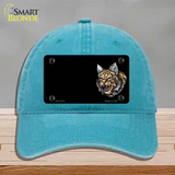 Bobcat Offset Novelty License Plate Hat Unconstructed Cotton / Lake Blue