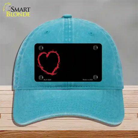 Heart Offset Novelty License Plate Hat Unconstructed Cotton / Lake Blue