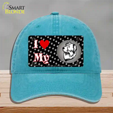I Love My Australian Shepherd Novelty License Plate Hat Unconstructed Cotton / Lake Blue